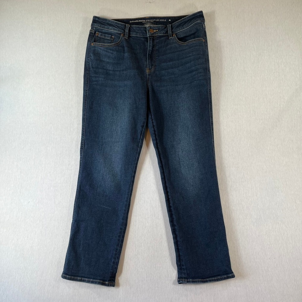 Chico's DefineMe Ankle Jeans 2R US12R Denim Straight Leg 25" Inseam Dark Wash